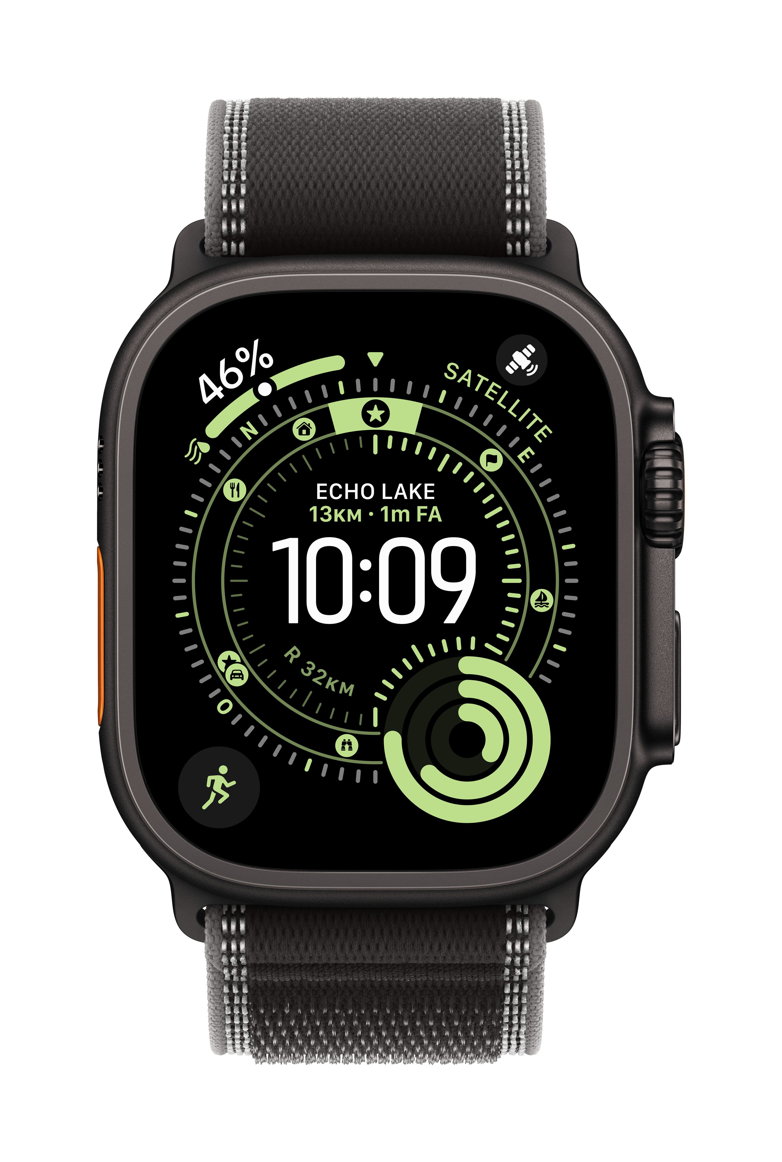 Apple Trail Loop Band voor de Apple Watch Series 1 t/m 11 / SE / Ultra (44/45/46/49 mm) - Maat S/M - Charcoal Black / Black Titanium