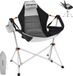 KingCamp Chaise de camping pliante, fauteuil à bascule réglable avec porte-gobelet, gris noir