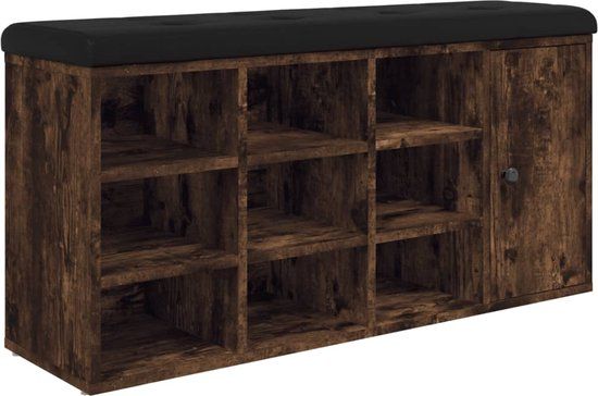 vidaXL Schoenenbank - 102x32x50 cm - Bewerkt Hout - Gerookt Eikenkleurig