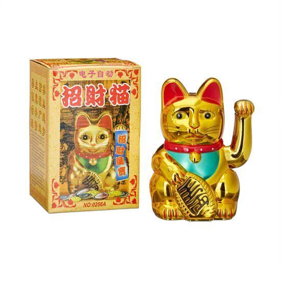 Relaxdays Maneki Neko zwaaiende kat geluksbrenger Chinese kat gelukskat