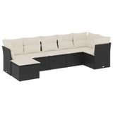 vidaXL Loungeset met kussens, polyrotan, zwart