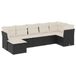 vidaXL Loungeset met kussens, polyrotan, zwart
