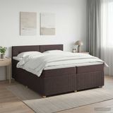 vidaXL Boxspringbed met matras Donkerbruin 200 x 200 cm Stof
