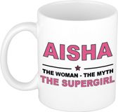 Bellatio Decorations naam cadeau mok - Aisha - Woman Myth Supergirl - koffiemok - 300 ml - collega - moederdag