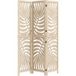 Paravent intérieur en bois 3 panneaux 120 x 170 cm, pliable et portable, motif de feuille, design amovible, bois naturel