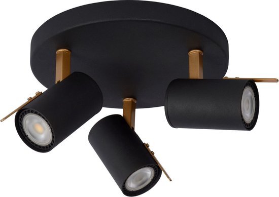 Lucide GRONY - Plafondspot - LED Dimb. - GU10 - 3x5W 3000K - Zwart