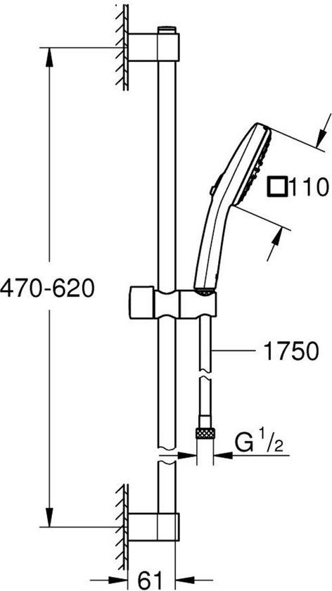 Grohe Tempesta 110 Cube Professional Glijstangset - Chroom