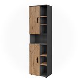 Vicco Hoge kast Irma, Antraciet/Goudkleurig Eiken, 50 x 172 cm met 2 deuren