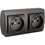 Solera Wandcontactdoos 2p+t grafiet, 16 A, 250 V, dubbel