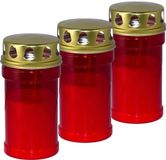 Trend Candles bougie funéraire - 3x - bougie commémorative avec couvercle - rouge - 7 x 14 cm - 2,5 jour - Bougie commémorative - Bougie funéraire/bougie commémorative