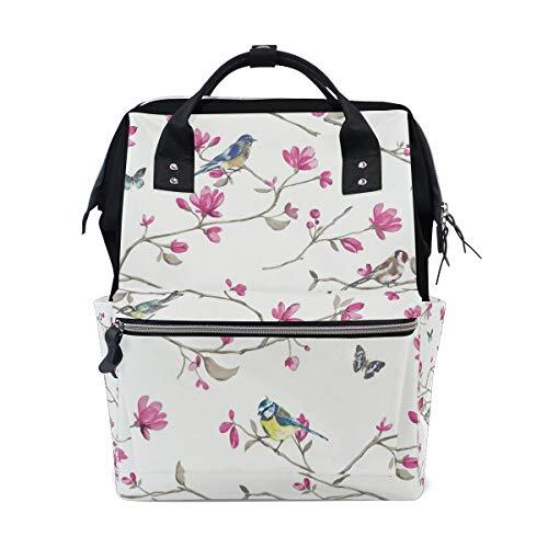 MONTOJ Kleuren Dhara Dusky Roze Bloemen Vogels Canvas Rugzak Reizen Campus Rugzak