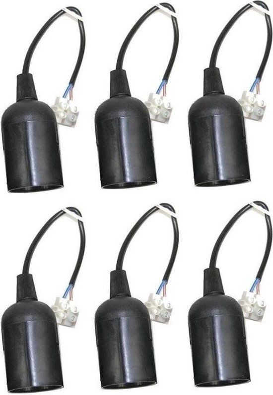 - 6x zwarte lamp verhuisfitting e27 - verhuisfitting