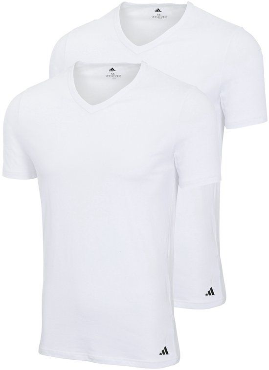 Adidas 2-pack V-hals T-shirt Heren Katoen Wit XXL