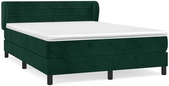 vidaXL Boxspring met matras fluweel donkergroen 140x200 cm