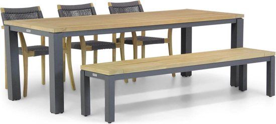 Lifestyle Dallas/Veneto 230 cm dining tuinset 5-delig - Grijs-antraciet - 6 zitplekken
