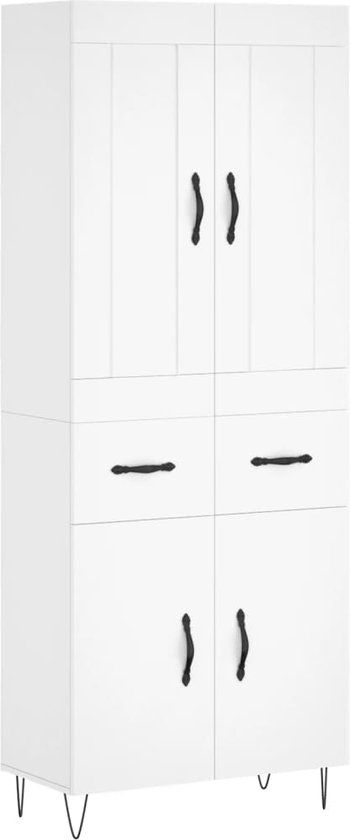 vidaXL Hoge kast 69,5x34x180 cm bewerkt hout wit