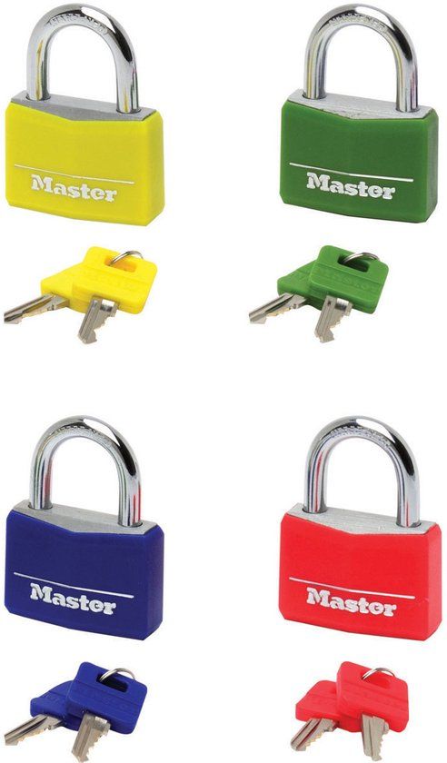 MASTER LOCK Hangslot met 40 mm breed massief aluminium huis met bedekking; diverse kleuren