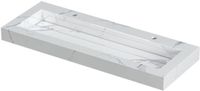 Wastafel INK Pitch Wastafel Keramische Slab Centraal met Drain en Front en Side Skirts 2 Kraangaten - 1200x450x90 mm - Statuario Glans