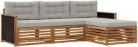 vidaXL Buiten bankenset 4 zitplaatsen Naturel en lichtgrijs Polyester