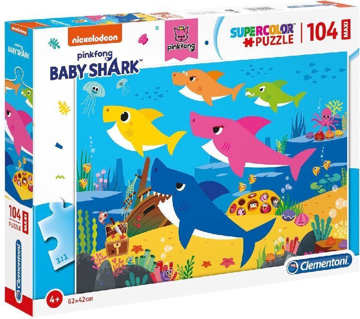 Clementoni Supercolor Puzzel Baby Shark 104 Stukjes