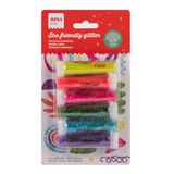 APLI Kids 20070 glitter, fluorescerend, biologisch afbreekbaar, ideaal voor kostuums en knutselwerk, 6 flessen