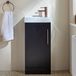 Hudson Reed Cluo meuble vasque WC - 40 cm - gris noir - avec lavabo - poignée barre en T cuivre
