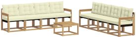 vidaXL Hoek loungeset 8 zitplaatsen Acacia hout Wit en crème