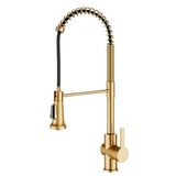 Kraus KPF-1691BB Britt Commerciële Stijl Pull-Down Enkele Handvat Keukenkraan, Geborsteld Messing