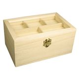 Rayher Houten kist, decoratief deksel met vijf vakken, kliksluiting, houten kist, FSC-gecertificeerd, opbergdoos om te beschilderen, 62578000, 20x13x9,5cm, FSC Mix Credit, beige