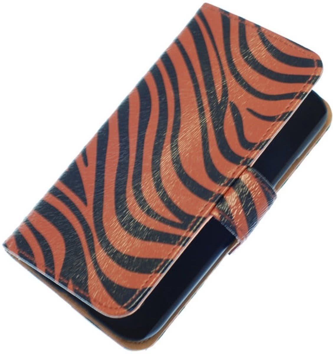 Best Cases .nl Donker Bruin Zebra booktype hoesje Samsung Galaxy S Advance i9070 - 8718883887442