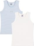 Petit Bateau Setje met 2 katoenen hemdjes voor kinderen Blauw/Wit + Wit