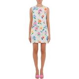 Moschino Robe Courte En Broderie Anglaise Fleur Chiné Blanc Taille : 40