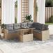 Maison Exclusive - Ensemble de jardin, 7 pièces, avec coussins, beige, en polyrotin