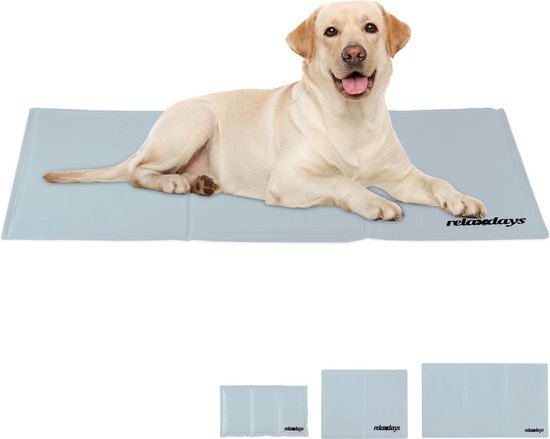 Relaxdays koelmat hond - katten honden - verkoelende hondenmat - koeldeken - met gel 60 x 100 cm grijs