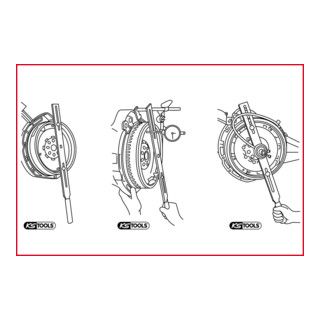 KS Tools dubbel massazwenkwieltestapparaat met hoekgradenschijf en meetklok
