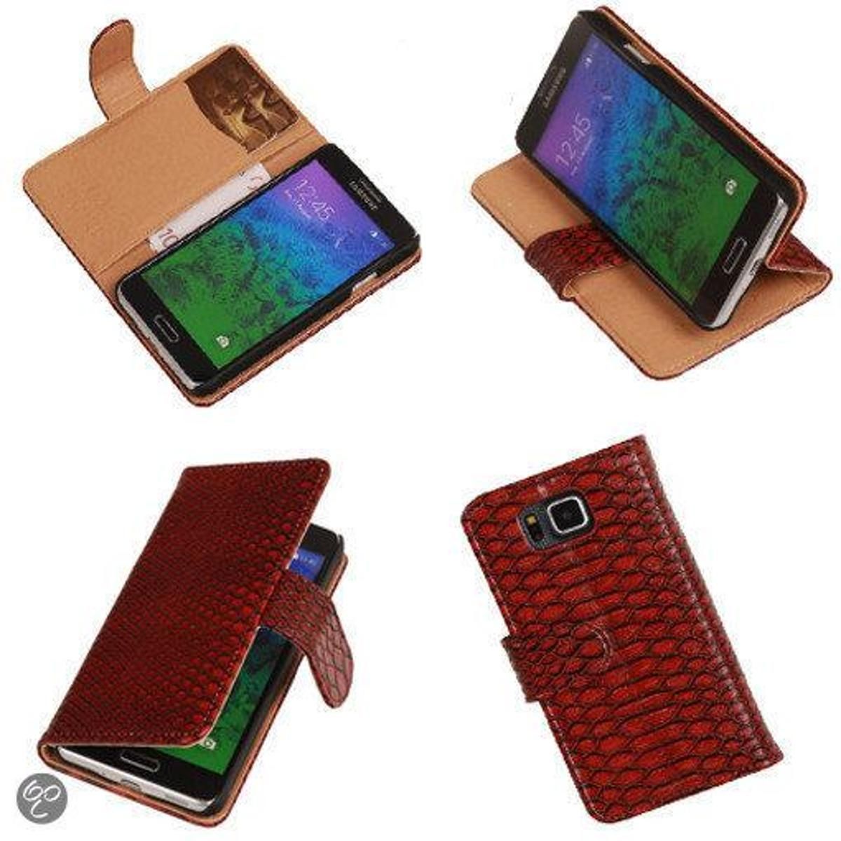 Best Cases Slang Rood Samsung Galaxy Alpha Bookcase Cover Hoesje - 8718883040304