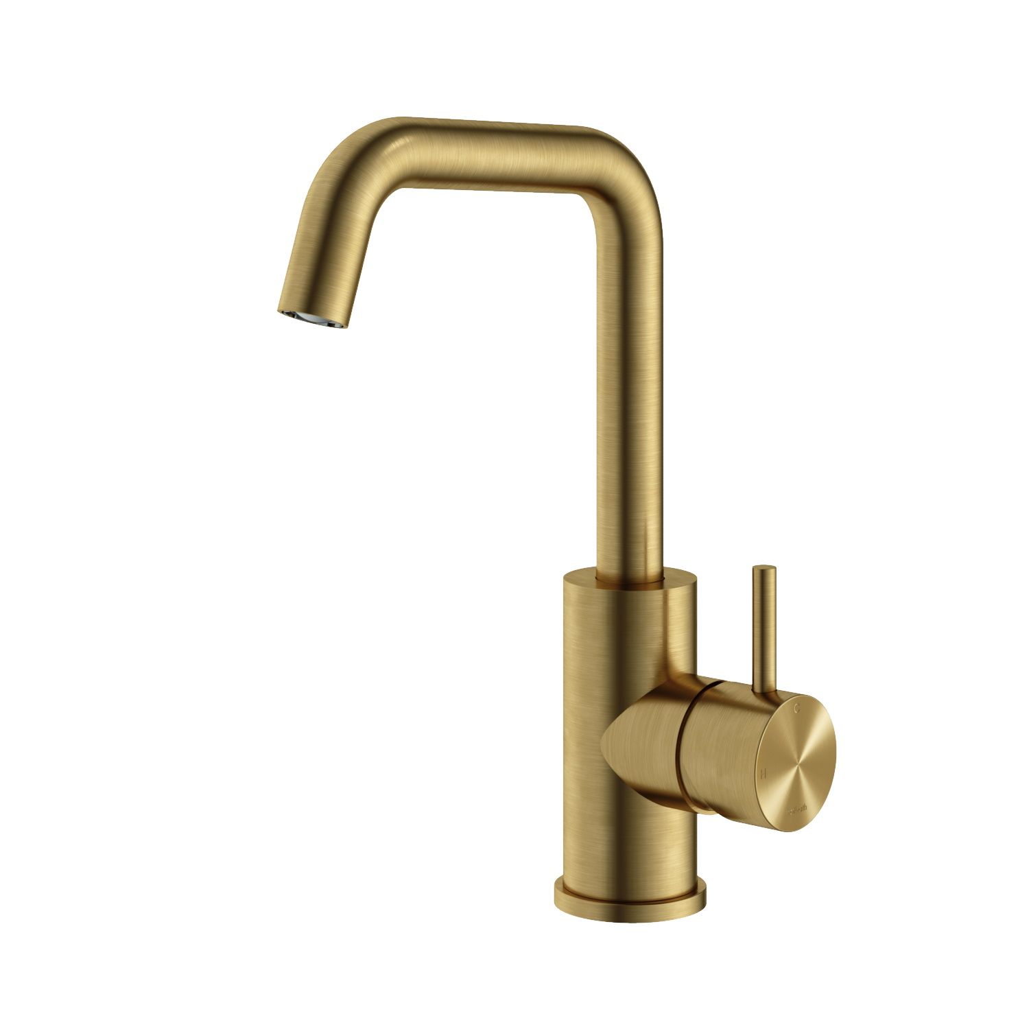 Hotbath Archie Wastafelmengkraan - Geborsteld Messing PVD - Draaibare Uitloop - Zonder Waste