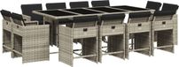 vidaXL 13-delige tuinset met kussens, lichtgrijs, polyrotan