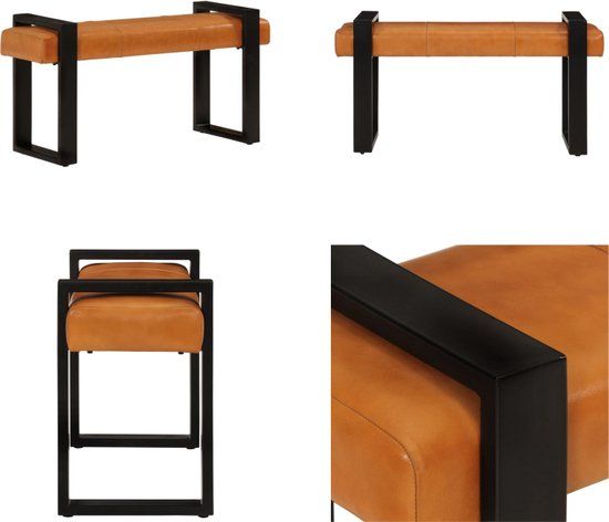vidaXL Bankje 110 cm echt geitenleer zwart en bruin