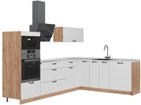 Vicco Hoekkeuken Fame-Line, Wit Landhuis/Goudkleurig Eiken, 287 x 207 cm