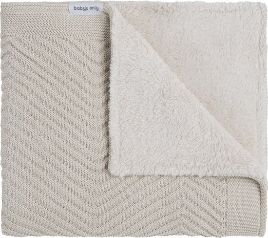 Baby&#39;s Only Ledikantdeken Grace teddy - Baby deken gemaakt uit katoen en acryl - Visgraatmotief - Herfst en winter deken - 2.4 TOG - 100 x 135 cm - Warm Linen