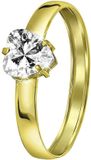 Lucardi Dames Ring met hartvormige zirkonia - Ring - Cadeau - 14 Karaat - Geelgoud