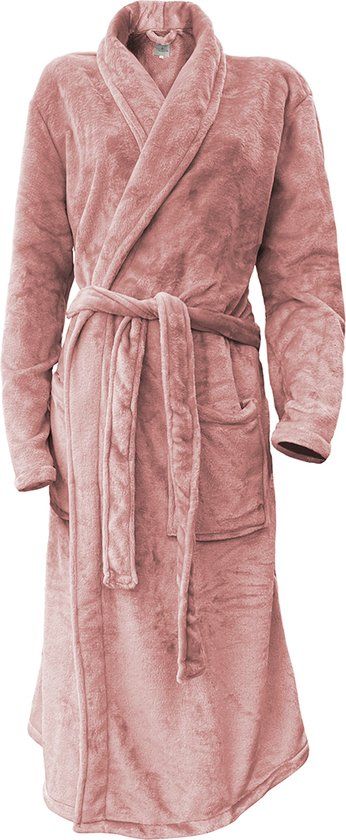 LINNICK Flanel Fleece Uni Badjas - Rose - M - Unisex
