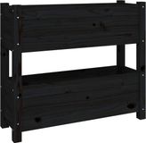 vidaXL Plantenbak - 77x25x66 cm - Massief Grenenhout - Zwart