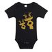Bellatio Decorations Kerst baby rompertje - zwart - glitter goud - rendier - Kerst cadeau 56