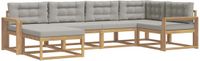 vidaXL Hoek loungeset 6 zitplekken Wit en lichtgrijs Polyester