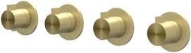 IVY Tribe Afbouwdeel Inbouwthermostaat met 3 Stopkranen Symmetry met Ronde Rozetten - RVS 316 Geborsteld Mat Goud PVD