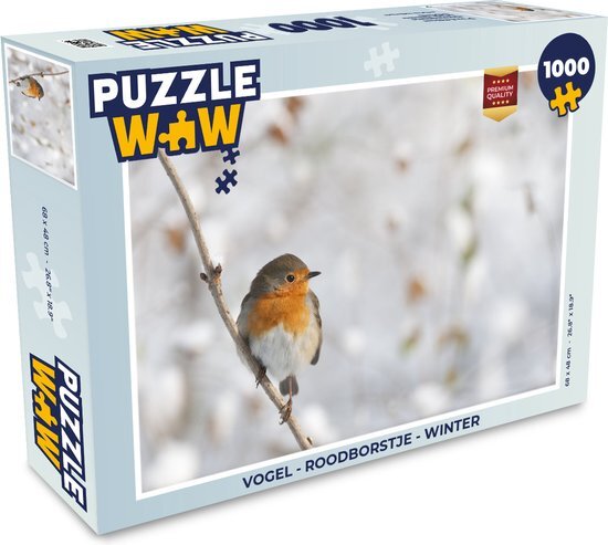 MuchoWow Puzzel Vogel - Roodborstje - Winter - Legpuzzel - Puzzel 1000 stukjes volwassenen - Sinterklaas cadeautjes - Sinterklaas voor grote kinderen