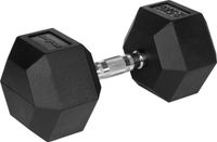 Rebel Active Serie - Hexagonale Gumbedekte Gietijzeren Halter - 25 kg - Zwart