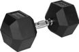 Rebel Active Serie - Hexagonale Gumbedekte Gietijzeren Halter - 25 kg - Zwart